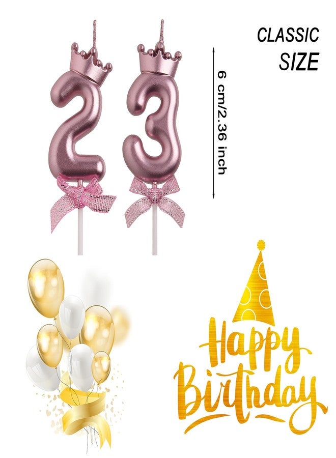 AOOLADA 23rd 32nd Birthday Candles, Rose Gold 32 23 Year Old Cake Topper Number Birthday Candles, Happy Birthday Party Decorations Gifts for Women Men - Image 2